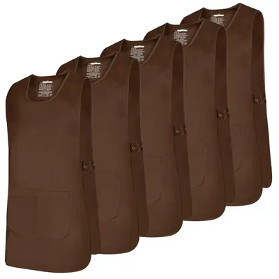 5er-Pack Reinigungsschürze, Arbeitskittel, Größe M, Braun