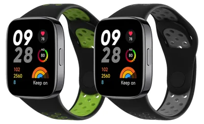 Produktbild von kwmobile 2x Uhrenarmband für Xiaomi Redmi Watch 3 Active Armband - Fitnesstracker Band Set aus TPU Silikon - Ersatzarmband Smartwatch - Schwarz Grau