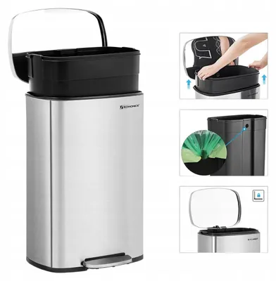 Produktbild von Songmics 50L Edelstahl Mülleimer mit Pedal und Soft-Close