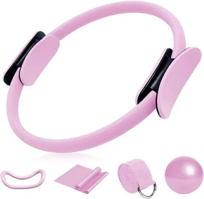Produktbild von Pilates-Ring-Set mit 5 Teilen – Essentielles Pilates-Set für Frauen – Enthält: Pilates-Ring, Yogaball, Yoga-Band, Yoga-Hilfsmittel, Yoga-Ring – Pilates-Set für Training zu Hause oder im Studio