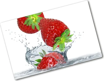 Produktbild von Tulup Glas Herdabdeckplatte - 80x52 cm - Glaskeramikkochfeld-Abdeckung Spritzschutz Glasabdeckplatte - Einteilig - Essen & Getränke - Erdbeeren und Wasser - Rot