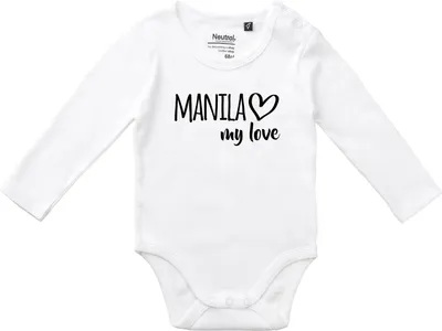 Produktbild von Huuraa Baby Body Manila my love 68 White  Baumwolle Fairtrade Langarmbody Geschenkidee