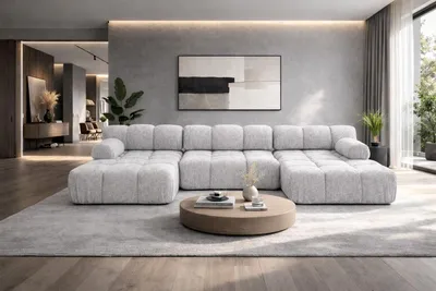 Produktbild von Kaiser Möbel Ecksofa U-Form, Stoff Bouclé Abriamo, Hellgrau, Selia U