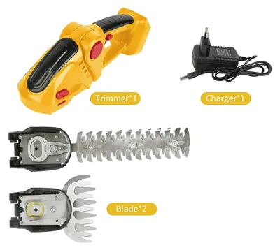 Image de Taille-haie et sécateur 2-en-1 - Batterie 24 V - Sans fil - Rechargeable - 1 batterie incluse - Jaune