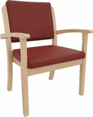 Productafbeelding van Zware belasting stoel Alexander XXL – Stoel met armleuningen voor personen tot 250 kg – Zit hoogte: 49 cm. Bekleding: Kunstleer "Clean" in de kleur rood. Bodemglijders: Kunststof, wit