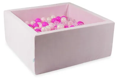 Produktbild von Trockenbecken 90x90x40 Velvet Soft Light Pink mit 400 Bällen: transparent, opaleszierend, hellrosa, rosa
