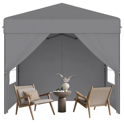 Image de YRHome : pavillon de jardin pop-up 2,5 x 2,5 m, montage rapide à l'aide d'un seul bouton, imperméable et résistant aux UV, avec 4 parois latérales, sac de transport inclus – Argent