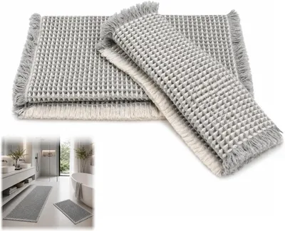 Produktbild von Badematten-Set 2-teilig, 43 x 61 cm und 50 x 121 cm, braun, rutschfest und saugfähig, für Badezimmer