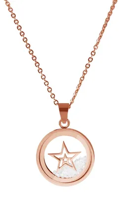 Produktbild von CO88 Collection Sparkle 8CN-26010 Stahlkette mit Anhänger – Stern und Zirkonia in Glas, Ø 17 mm – Länge 38 + 5 cm – Roséfarben