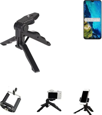 Produktbild von K-S-Trade Stativ Tisch-Ständer Dreibein Handy-Stativ Ständer kompatibel mit Cubot P30 Mini-Stativ Smartphone Tripod Handy-Stativ aus Plastik schwarz