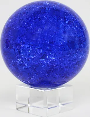 Produktbild von Glaskugel Effekt Kugel auf Sockel Vollglas Splittereffekt (blau)