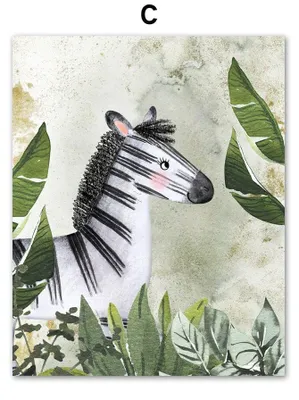 Produktbild von Poster Kinderzimmer Dschungel Tiere Abenteuer · Kinderzimmer Bilder · Wand Deko · Kunst Druck · Deko Print · ohne Rahmen · Motiv C · 40×60 cm