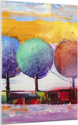 Produktbild von Bilder auf glas - Einteilig - Bäume Wiese Sommer - 50x70cm - Glasbilder - Wandbilder - Bilder - zum Aufhängen bereit - Wanddekoration aus Glas - Glas Bilder - Wandbild auf Glas - GPA50x70-4110