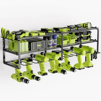 Produktbild von Werkzeugspeicher 3 Ebenen für 8 Elektrowerkzeuge, Wandregal mit Schraubendreher
