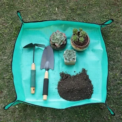 Produktbild von Set mit 2 PE-Pflanzmatten für den Gartenbau, faltbare und wasserdichte Pflanzmatten für Pflanzen, Blumentöpfe, Pflanzunterlagen