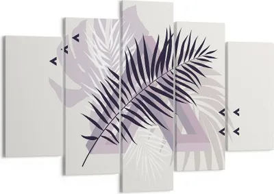 Produktbild von Bild auf Leinwand - Leinwandbild - 5 Teile - Grafiken Blatt Buntstift - 150x100cm - Wand Bild - Wanddeko - Wandbilder - Leinwanddruck - Bilder - Wanddekoration - Leinwand bilder - EA150x100-4455