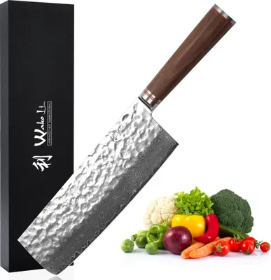 Produktbild von Wakoli Nussbaum Damast Nakirimesser I 22,5 cm Klinge I Nussbaumholzgriff