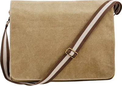 Produktbild von Quadra Vintage Segeltuch-Tasche / Umhängetasche, 14 l (2 Stück/Packung) BC4484 (Einheitsgröße) (Sahara)