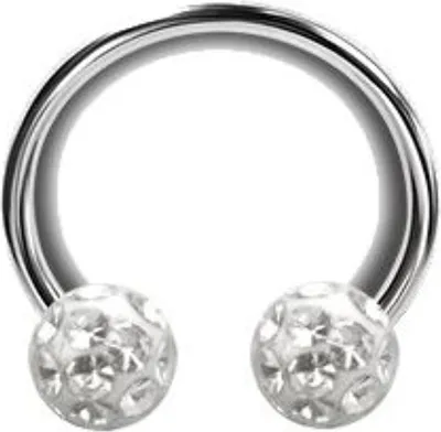 Produktbild von Karisma Titan Hufeisen Brustpiercing Intim Septum Sealed mit Kristall Elements 4/4mm Weisse Kugeln Stärke 1,6mm - 8.0 Millimeter