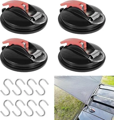 Produktbild von Famanu Saughaken Extra Stark mit S-Haken - 4 Stück für Camping und Auto