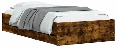 Immagine prodotto di Letto con contenitore, struttura in legno impiallacciato effetto noce affumicato