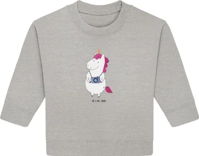 Produktbild von Mr. & Mrs. Panda Organic Baby Pullover Einhorn Fotograf 24. - 36. Monat - Heather Grey - Geschenk, Einhörner, Kurztrip, Bullover, Unicorn, Urlaub, Kamera, Reise