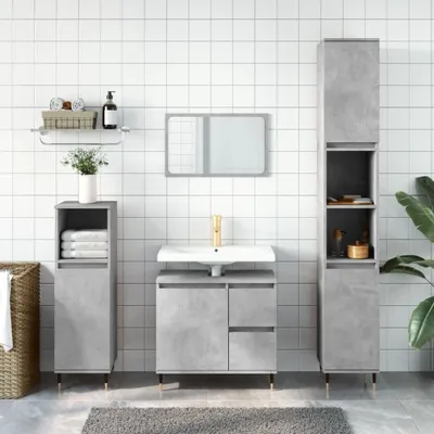 Produktbild von [Home] Badschrank Betongrau 65x33x60 cm Holzwerkstoff , Neue Mode 2024 im häuslichen Leben