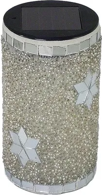 Produktbild von LED Solar Windlicht Perla Mosaikglas silber/weiss