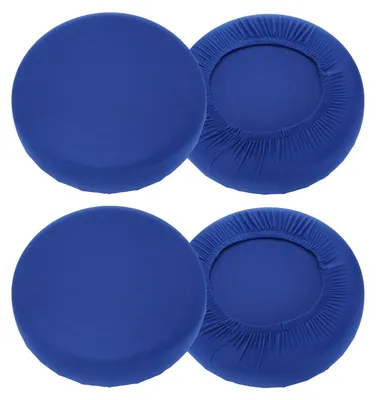 4 runde Hockerbezüge, 40-50 cm, dunkelblau, waschbar