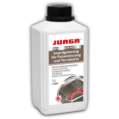 Produktbild von Jurga Fliesen Versiegelung Imprägnierung 1 Liter ≈ 10m2, für Fliesen aus Feinsteinzeug & Terrakotta & Keramik, Innen & Außen, Gebrauchsfertig