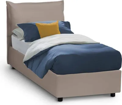 Produktbild von Einzelbett Erika, Containerbett mit Kunstlederbezug, 100%  Italy, Frontöffnung, passend für Matratze Cm 90x190, Turteltaube