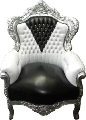 Produktbild von Casa Padrino Barock Sessel King Schwarz/Weiß Lederoptik Bling Bling