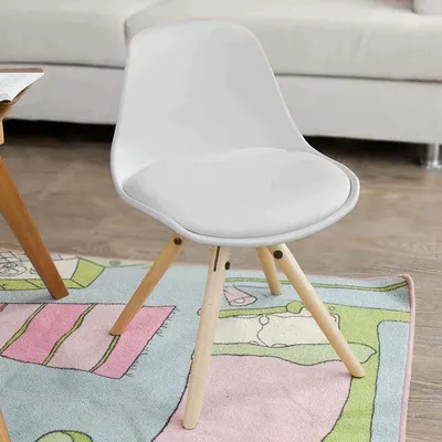 Image de Chaise pour enfant Rootz Kids – Assise rembourrée en cuirPolyuréthane– Blanc