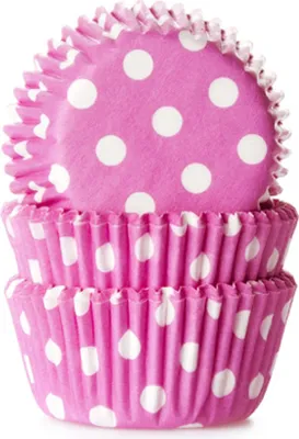 Produktbild von 60 Mini Muffinförmchen pink, weiß gepunktet