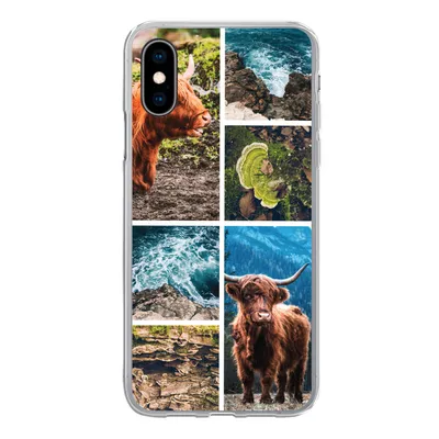 Produktbild von MuchoWow® Handyhülle Schutzhülle Hülle für iPhone X Schottische Highlander - Natur - Collage Silikon Softcase Handy Hülle - Handyhülle