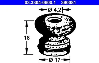 Produktbild von ATE Stopfen Bremsflüssigkeitsbehälter 03.3304-0600.1 17,0mm 18,0mm FPM (Fluor-Kautschuk)/ACM (Polyacryl-Kautschuk) 4,2mm