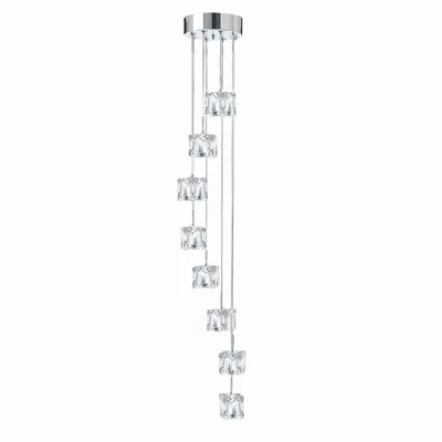 Produktbild von Zeitgenössischer Kronleuchter Eiswürfel Stahl Chrom Glas Transp Led 4875W 3000K