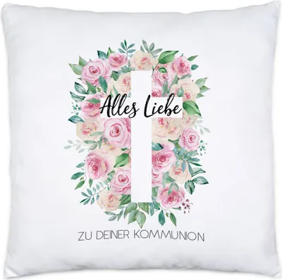 Produktbild von Alles Liebe zu deiner Kommunion Kissen Inkl Füllung Kommuniongeschenk Mädchen Patenkind Kirche