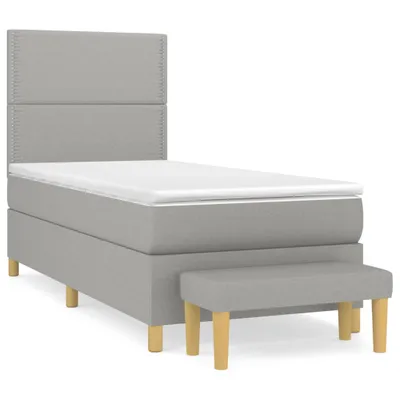 Zdjęcie produktu dla vidaXL Łóżko sprężynowe z materacem jasnoszare 90x200 cm tkanina