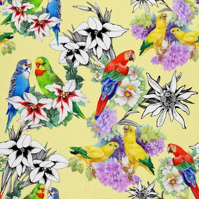 Immagine prodotto di OUTDOOR DECOSTOFFE OXFORD - Motivo pappagalli con fiori I DX003
