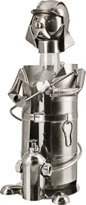 Produktbild von Gilde Flaschenhalter, "Feuerwehrmann", Metall, silberfarben, VE 2, L. 14 cm, B. 16 cm, H. 39 cm 65087 4009079650877