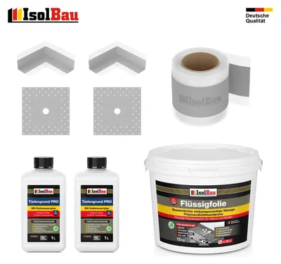 Dichtset Flüssigfolie 12kg Dusche Bad Dichtband Dichtfolie Tiefengrund Dichtecke