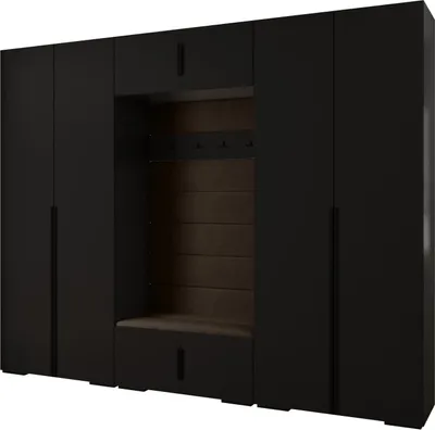 Produktbild von MEBLE KRYSPOL Inova 1 Möbelset Garderobe, 236,7x300x47cm - Schwarz, Manila 04, Schwarz