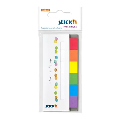 Obrázok produktu pre Záložka samolepicí Stick'n Hopax, 45x15 mm, papírová, duhové barvy, 6x30 ks