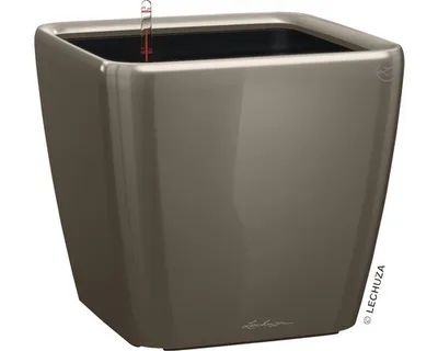 Obrázek produktu pro Samozavlažovací květináč Lechuza Quadro 43 x 43 x 39,5 cm taupe včetně zavlažovacího systému, vložky na rostliny, substrátu a ukazatele hladiny vody