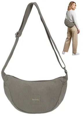 Produktbild von Handtasche Bench Damen Tasche Moon Bag Crossbody Schultertasche Freizeittasche Damentasche Crossbag Medium Size Cord 64230 2600 Oliv Grün + Etui