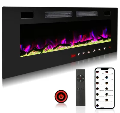 Obrázok produktu pre Vstavaný elektrický krb Peviasot, rozmer 127 x 46 x 8 cm, s ovládaním cez aplikáciu a dotykovým panelom