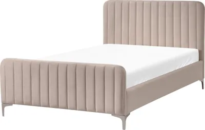Obrázek produktu pro BELIANI Čalouněná postel taupe sametové čalounění 120 x 200 cm se svislými švy ložnice manželská postel moderní