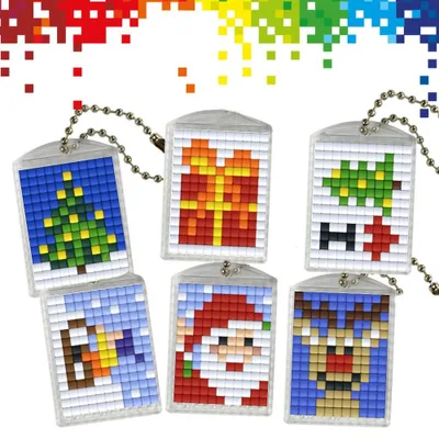 Produktbild von PRACHT Bastelset Pixel Spaß Nr. 67 Winter 6 Medaillons