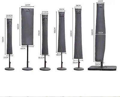 Produktbild von Ibenzoa® Sonnenschirm-Schutzhülle 175 cm, Grau – 600D Oxford (ca. 300 g/m²), oben 30,5 cm / unten 36,5 cm, UV-stabilisiert & wasserabweisend, Reißverschluss, Gestänge, Belüftung